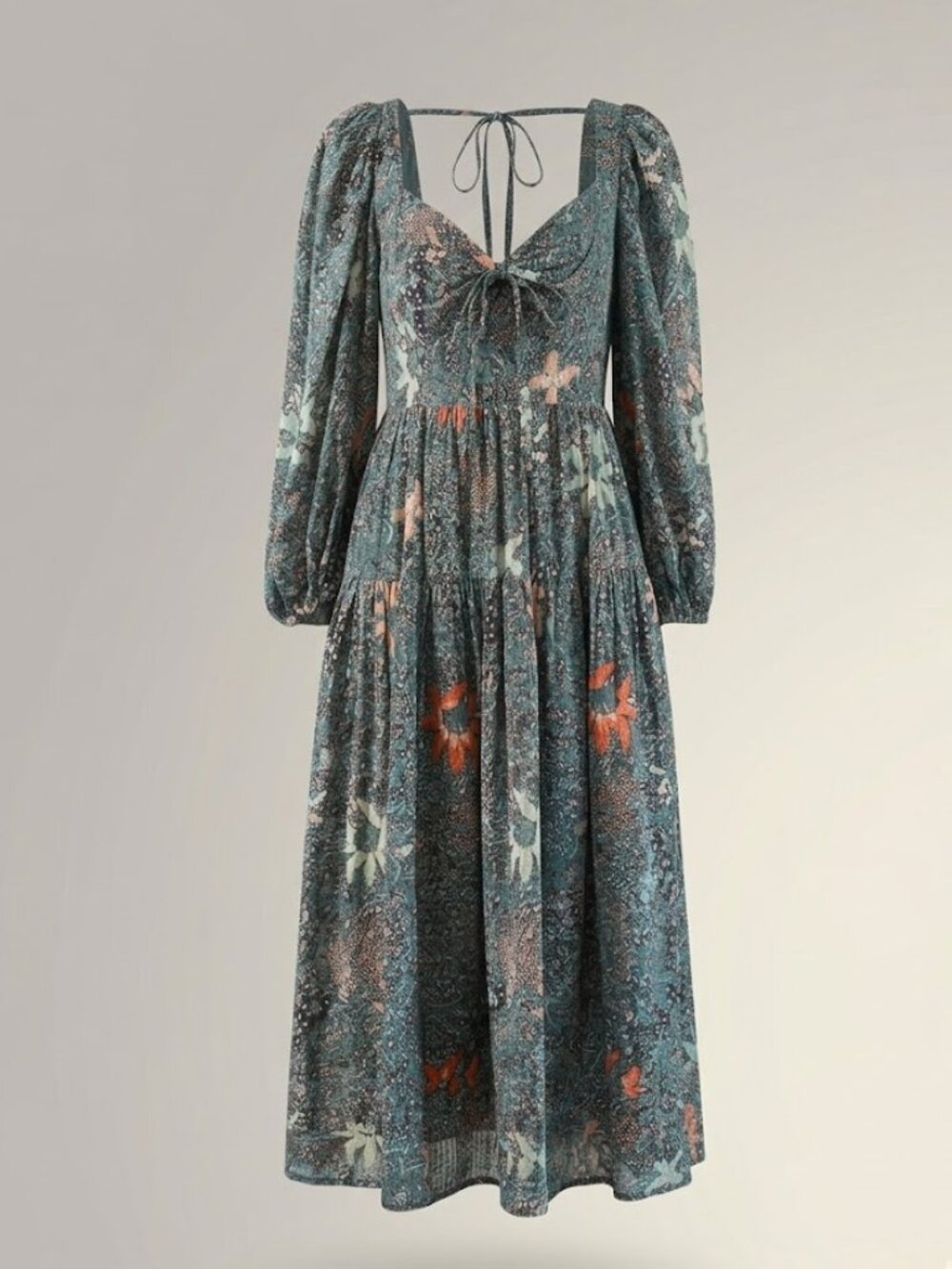 Ulla Johnson Kemala Dress in Airy Cotton-Blend Floral Malachite Green, Size 4